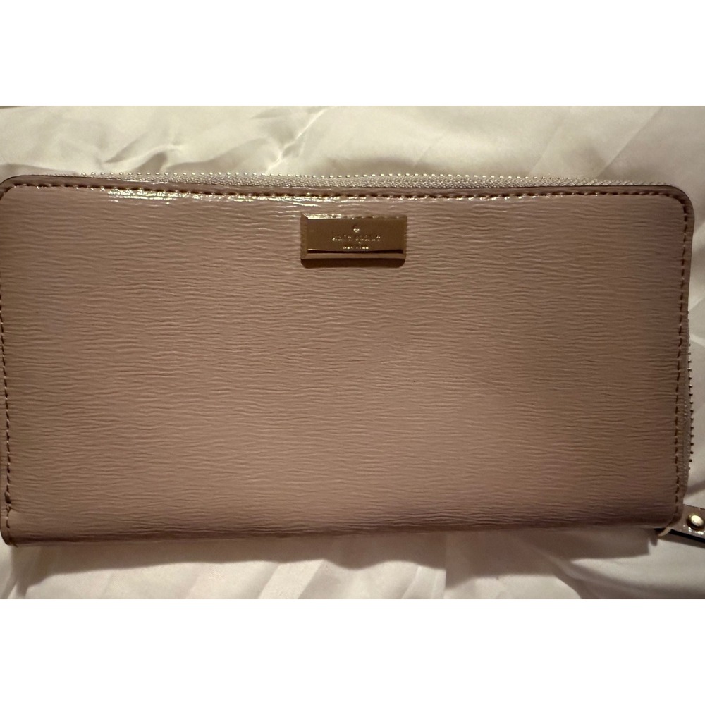 Kate Spade New York Crossgrain Leather Zip Around Wallet Dusty Rose Taupe